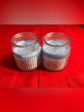 New Frozen Pear Bellini Blue Scented Jar Candles - Set of 2